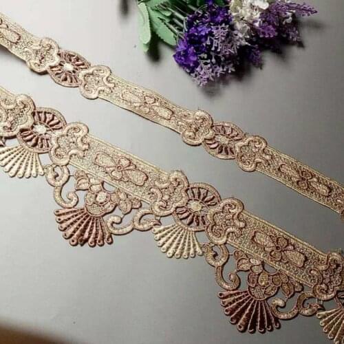 2 yds Embroidered Flower Lace Ribbon Trims for Costumes Sofa Home Textiles Curtain Trimmings Dress Applique Polyester 10 cm 4 cm