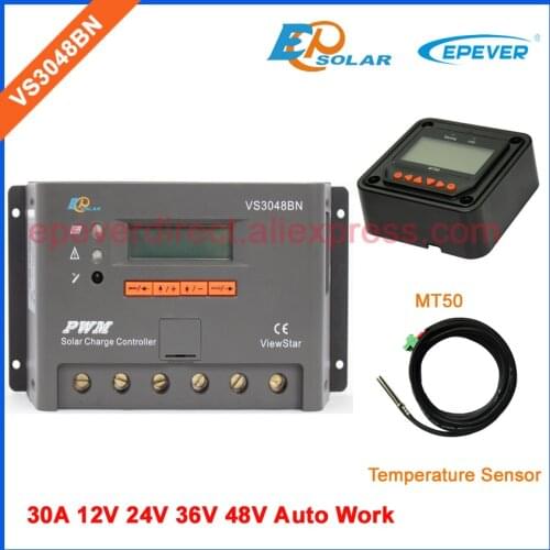 Display lcd controller 30A 48V battery charger Solar panels regulator MT50 remote Meter and temp sensor VS3048BN PWM EP series