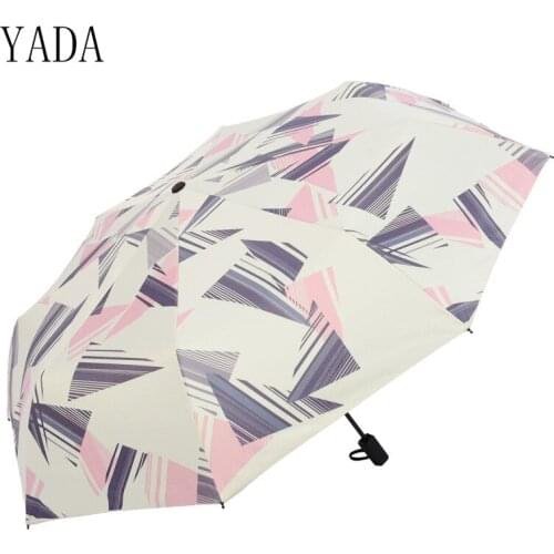 YADA High Quality Geometry Patterns Black Coating Umbrella Rain Women uv Sunny And Rainy Umbrella Car For Womens Umbrellas YS030