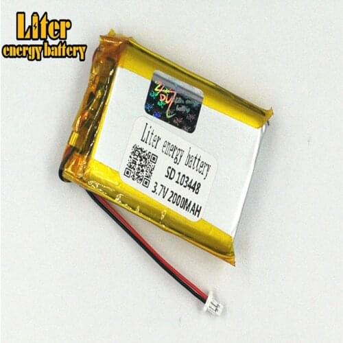 1.0MM 2pin connector 103448 3.7V 2000mah Rechargeable Li Polymer Battery LiPo Battery MP3 MP4 MP5 small toys