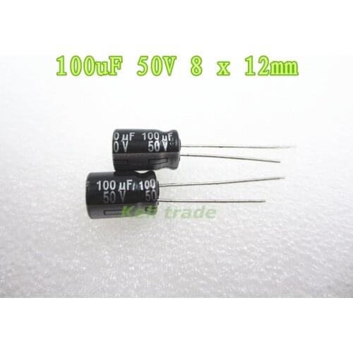 10Pcs Aluminum Electrolytic Capacitor 50V 100uF 8*12 Good Quality 50V100UF
