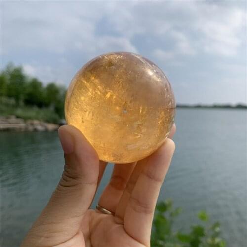 1000g Beautiful 40-60mm Natural yellow calcite ball reiki healing crystals globe energy sphere for home decor