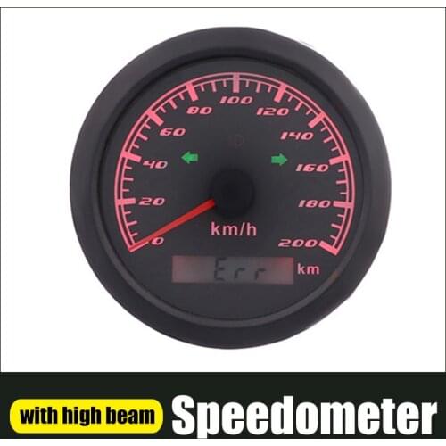 120 KM/H Speedometer For Car Boat 200 KM/H Red Backlight Speed Meter With Left Right High Beam For Boat Auto 12V/24V