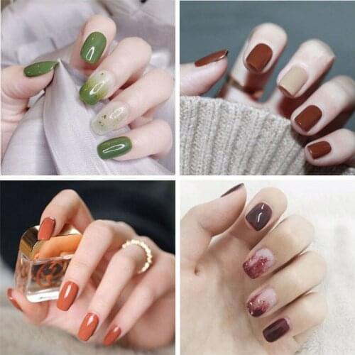 Lamemoria 14Tips Nail Stickers Wraps Decoration for Beauty Nail Art Decals Plain Stickers Self Adhesive Shining Nail Stickers