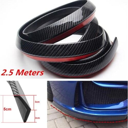2.5m Soft Rubber Car Styling Front Bumper Trim Strip Guard Protector Sticker Exterior Carbon fiber Bumper Strip accessories