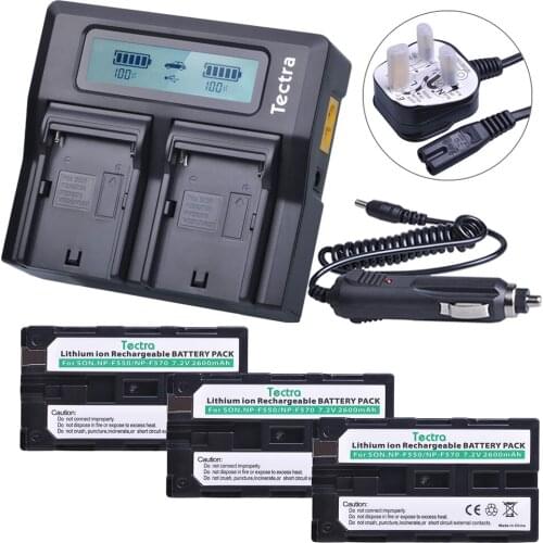 3Pc 2600mAh NP-F550 Rechargeable Li-ion battery + Fast LCD Dual Charger for Sony NP-F330 NP-F530 NP-F570 NP-F730 NP-F750 Hi-8
