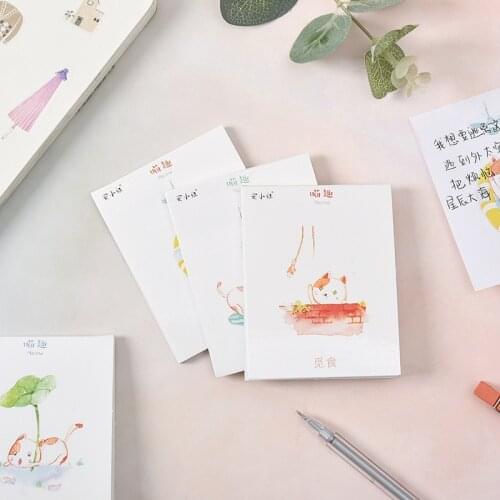 30 Sheets Kawaii Summer Days Meow Cat Memo Pad Message Plan Sticky Notes School Office Supply Student Stationery