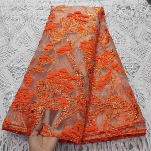 African Lace Fabric 2021 Orange High Quality Lace Embroidered Brocade Lace French Lace Fabric For Nigerian Party