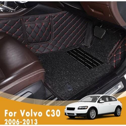 RHD Car Floor Mats For Volvo C30 2013 2012 2011 2010 2009 2008 2007 2006 Double Layer Wire Loop Foot Pedal Custom Carpets Covers