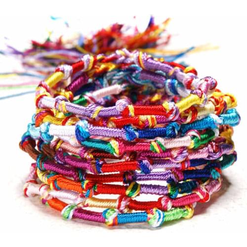 BB-346 Bulk Buy Colorful String Bracelets Woven Friendship Bracelet Adjustable Rope with Lucky Knots 50pcs lot Free Ship