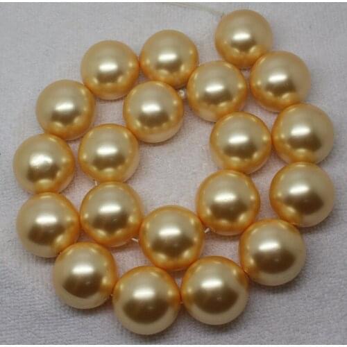 Free Shipping!Wholesales 20pcs, 20mm Yellow Shell Pearl Round Loose Beads 15