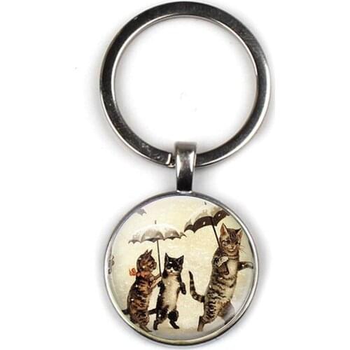 Retro cute cat character key ring personality picture male and female sex key chain car key door accessories party souvenir gift
