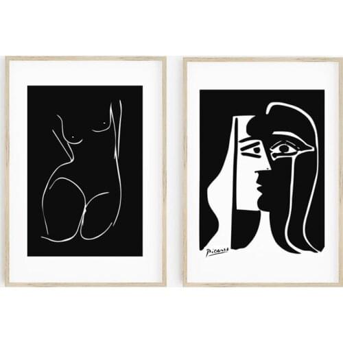 Black White Abstract Art Pablo Picasso Kiss Canvas Paintings Posters and Prints Wall Art Picture for Living Room Home Decoration