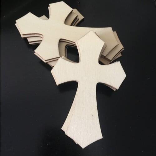 10 Pieces Blank Wood Cutouts Unfinished Cross Shaped Wooden Pieces for DIY Arts Craft Project, Decoration, Gift Tags