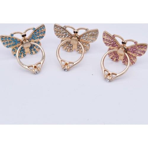 10pcs Butterfly Diamond Finger Ring Mobile Phone Stand Holder for IPhone Xiaomi Samsung Smart Phone Stand Phone Holders