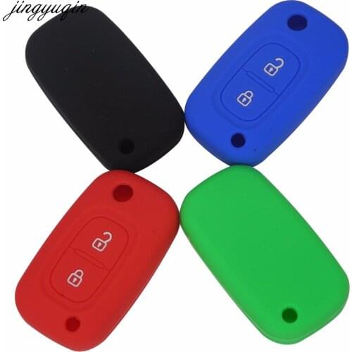 Jingyuqin For Renault Modus Clio Megane Kangoo Auto Key 2 Buttons Remote Silicone Flip Folding Car Key Case Cover Proctored