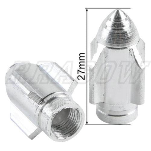 For Universal Aluminum Rockets head 2X silver Motorcycle Wheel Tire Valve Stem Caps Motorcycle