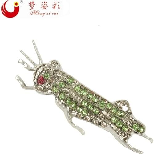 Exquisite Crystal Locust Grasshopper Fly Insect Brooch Kids Girls Clothes Accessories Green Rhinestone Brosh Birthday Gifts