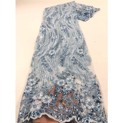 Exquisite and fashionable bone rope thread sequined tulle embroidery, African lace fabric, suitable for fashionable ladies' skir