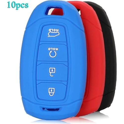 Bilchave 10pcs Silicone Key Case Cover For Hyundai i30 i35 i40 Kona Azera Elantra Solaris grandeur Ig Accent Santa Fe 2018 2019