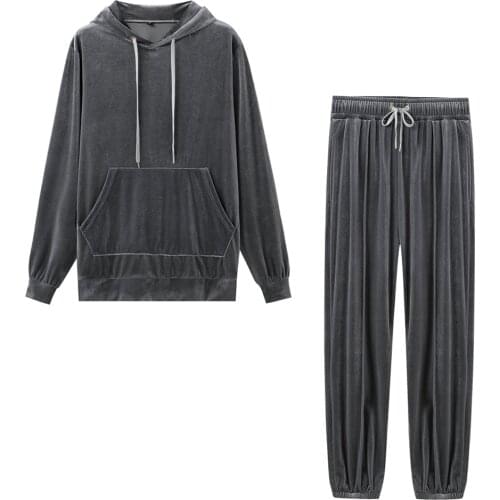 VFIVE UNFOUR Fashion Velvet Loose Hipster Tracksuit Men Hip Hop Harajuku Loose Hoodies Punk Rock suit High Street