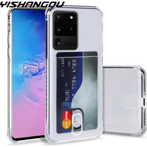Fashion Credit Card Holder Transparent Case for Samsung S20 FE Note20 S21 Ultra S10Plus A51 A71 A52 A72 A32 12 A50 A70 TPU Cover