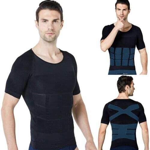 Mens Body Shaper Short Sleeve Corset Belly Control Shapewear Men Slimming Underwear Waist Trainer Body Shapers Size S-XXL
