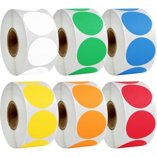 Color Code Dot Labels Stickers 500pcs/roll With 1 Inch Red Blue Yellow Black Blank Can Be Written Envelope Seal Label Stationery