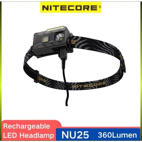 NITECORE NU25 Headlamp 360Lumens Lightweight Multi-output Rechargeable Headlight With CREE XP-G2 S3 LED For Outdoor Lighting