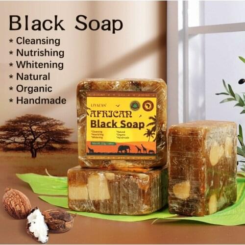 1pcs Natural African Black Soap Shea Butter Treatment Acne Moisturizing Deep Cleansing Skin Care Body Bath Soap Beauty 110g