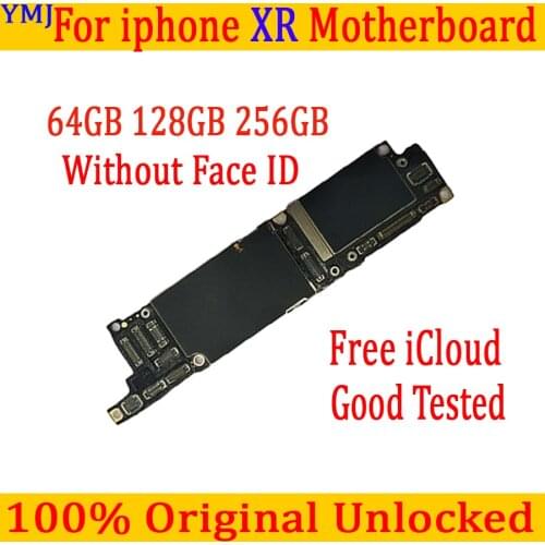 Original Unlocked Motherboard For iPhone XR Mainboard MB With / No Face ID Free icloud IOS Motherboard With Full Chips 64gb 128g