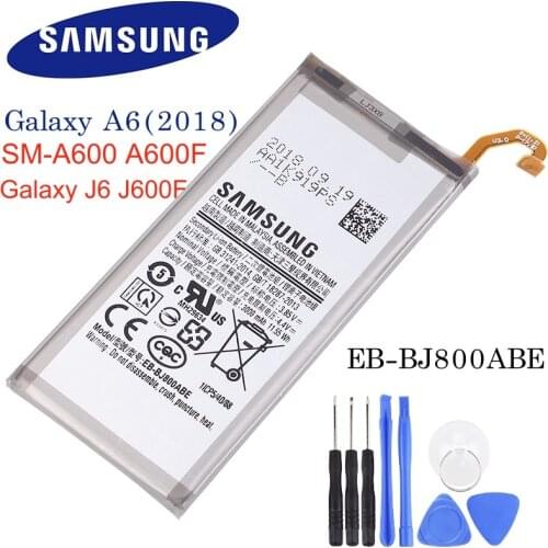 Samsung Original EB-BJ800ABE 3000mAh battery For Samsung Galaxy A6 (2018) SM-A600 A600F Galaxy J6 J600F Mobile Phone +Tools