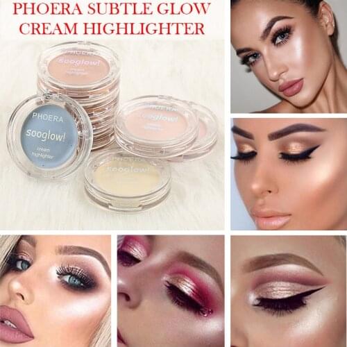 PHOERA Face Highlighter Cream Foundation Makeup Brighten Shimmer Concealer Eye Contour Long Lasting Highlighter Cosmetics TSLM2