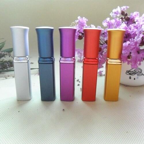 Portable 6ML Aluminum Tube Perfume Glass Bottle Empty Lipstick Perfume Nozzle Bottle 100PCS/LOT