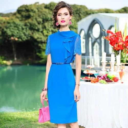 Superior 2021 new quality Commuting professional Dress Womens Vintage ladies Celebrities Dresses Plus Size 3xl Summer Lace dress