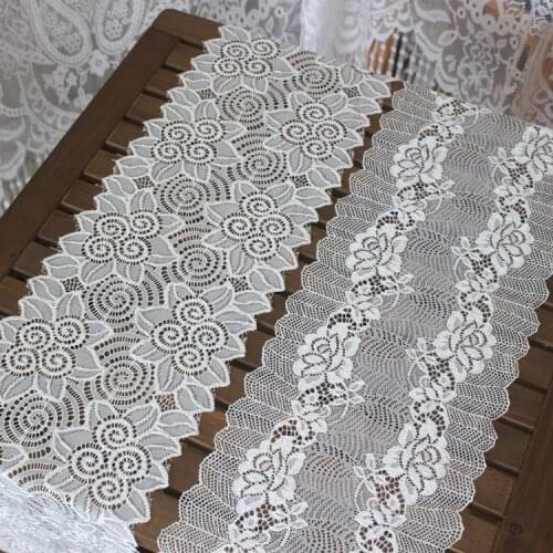 3Meter Vintage Blue White Elastic Lace Trimmings Decoration Crafts Sewing Lace Trim DIY 14cm Width