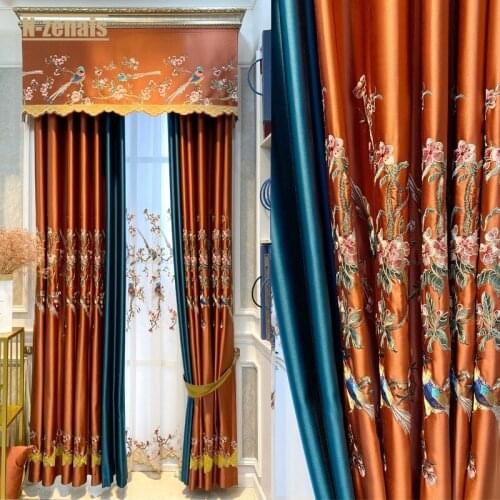 New High-quality Silk Embroidered Curtain New Chinese Style Curtain for Living Room and Bedroom Balcony Blackout curtain