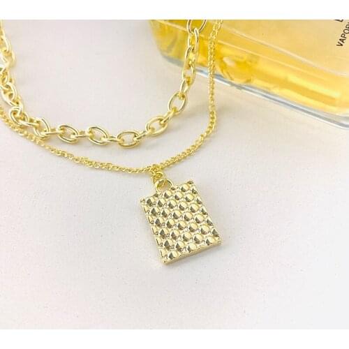 TARCLIY Geometric Metal Square Pendant Necklace Simple Double-Layer Clavicle Chain Women Fashion Trends Alloy Jewelry New 2021