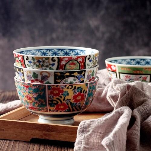 Creative 4.5 Inch Rice Bowl Household Ceramic Eating Small Soup Cup Characteristic Palace Style Colored Porcelain Bowls