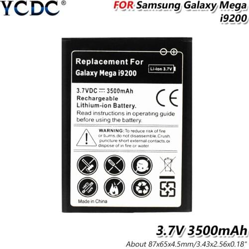 Generic Cell Replacement 3500mAh 3.7V Lithium Battery For Samsung Galaxy Mega 6.3 (i9200) Safe Charging Battery Long Lasting