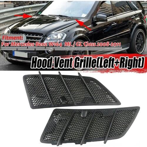 Car Front Hood Vents Grille Black Trim For Mercedes For Benz W164 ML / GL Class 2008-2011 Car Hood Upper Air Vent Grille Cover
