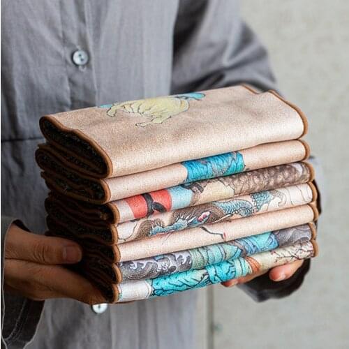 Dunhuang Tea Napkin Suede Tea Towel Home Tea Ceremony Decor Cloth Teapot Mat China Kung Fu Teaware Accessories Tea Cloth Crafts
