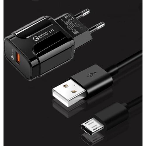 3A Quick Charge 3.0 USB Charger For Xiaomi A2 Lite Redmi 9A 9C 7A 6A Note 6 5 4 4X 5A Pro S2 3 2 Micro USB Cable Fast Charger