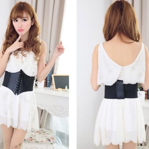 Women Corset Wide PU Leather Slimming Body Belt Elastic High Waist Shaping Girdle Bands Belts NIN668