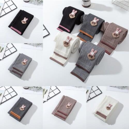 2021 Winter Girls Pants Fashion Cute Cartoon Bunny Pattern Pants Children Thick Warm Trousers Girls Leggings Warm Cotton