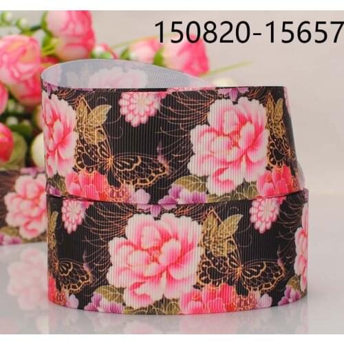 10 yard 1 - 1/2 ( 38 mm ) new hot Kimono flower ribbon pattern printed ribbon, DIY polyester grosgrain ribbon