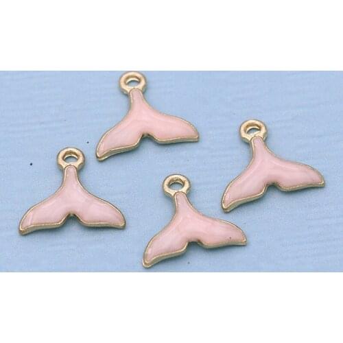 12PCS Gold Color Enamel Pink Mermaid Tail Charms Pendants for Jewelry Making Bracelet Necklace DIY Earrings Handmade Craft
