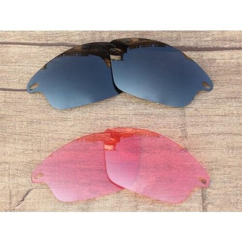 Vonxyz 2 Pairs Stealth Black & Pink Replacement Lenses for-Oakley Fast Jacket Frame
