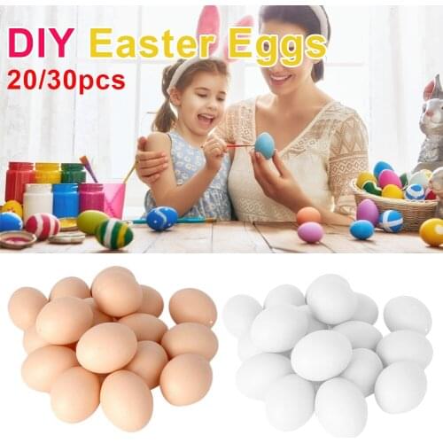 20/30pcs Hatching Egg Hen Poultry Hatch Breeding Simulation Fake Plastic Artificial Eggs DIY Painting Easter Egg Educational Toy