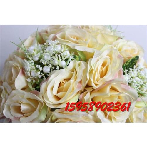 2016 style -champagne -10pcs/lot wedding road lead artificial wedding table flower center flower ball decoration